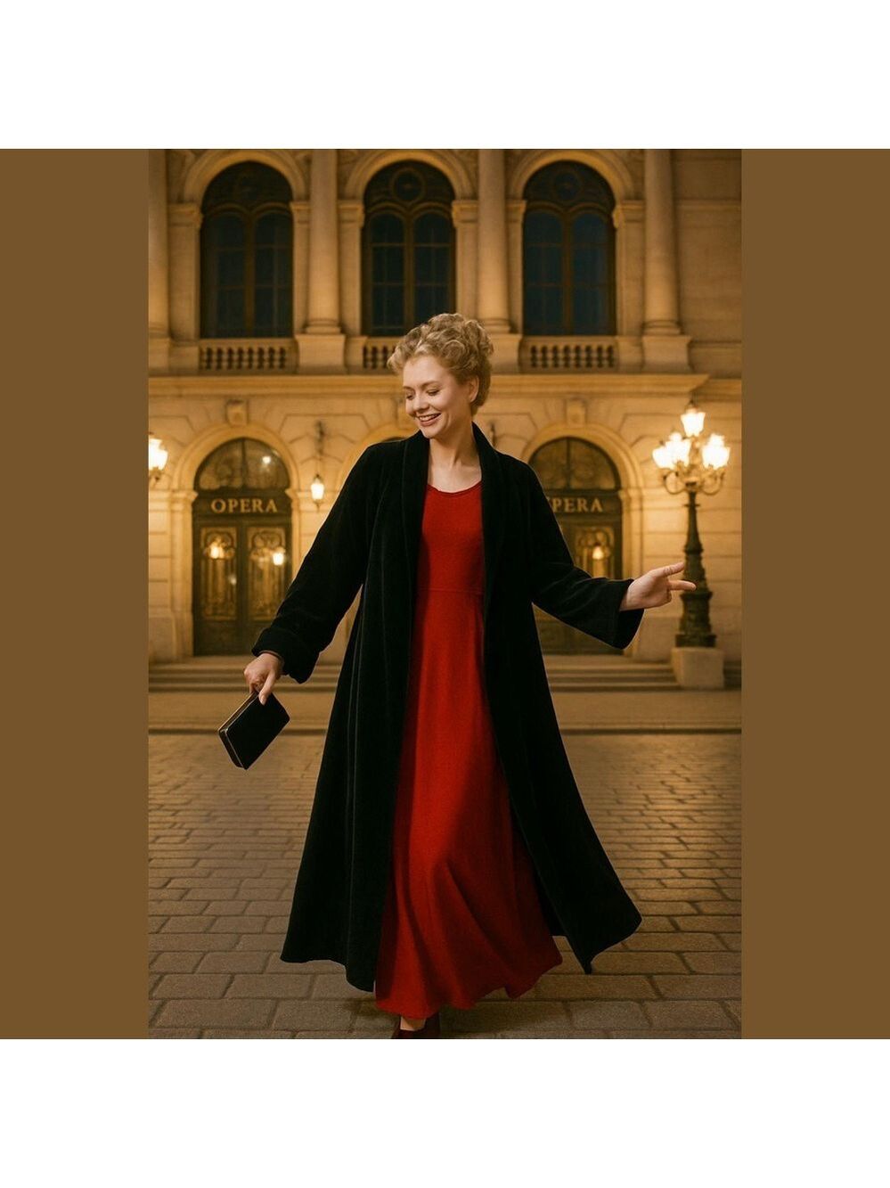 90s JS COLLECTIONS COTTON BLACK VELVET MIDI OPERA COAT FORMAL EVENING LUXURY M